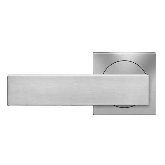 The Karcher Milano Left Handed Half Dummy Lever with Square 3 Piece Rosette in Satin Stainless Steel finish