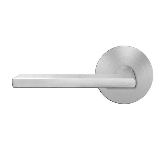 The Karcher Montana Left Handed Half Dummy Lever with Round Plan Design Rosette in Satin Stainless Steel finish