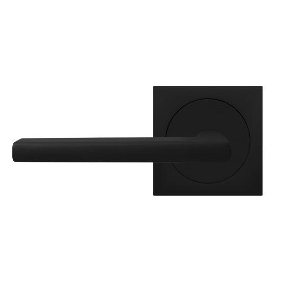 The Karcher Montana Left Handed Half Dummy Lever with Square 3 Piece Rosette in Cosmos Black finish