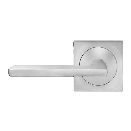 The Karcher Montana Left Handed Half Dummy Lever with Square 3 Piece Rosette in Satin Stainless Steel finish