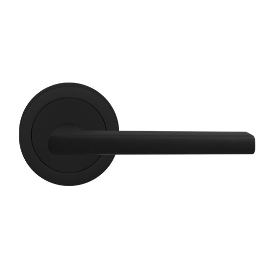 The Karcher Montana Right Handed Half Dummy Lever with Round 3 Piece Rosette in Cosmos Black finish