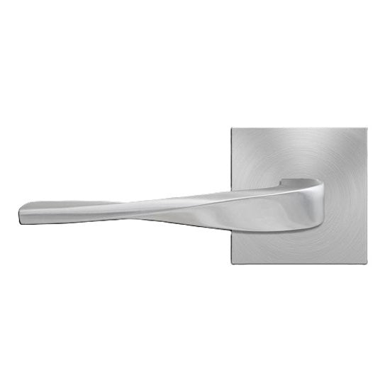 The Karcher Nevada Left Handed Half Dummy Lever with Plan Design Square Rosette in Satin Stainless Steel finish