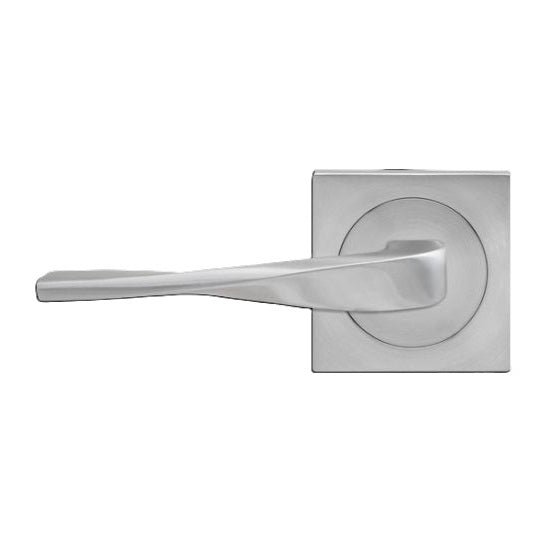 The Karcher Nevada Left Handed Half Dummy Lever with Square 3 Piece Rosette in Satin Stainless Steel finish