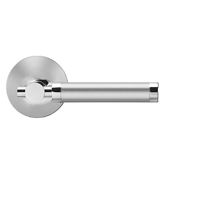 The Karcher New York Dummy Lever with Round Plan Design Rosette in Polished and Satin Stainless Steel finish