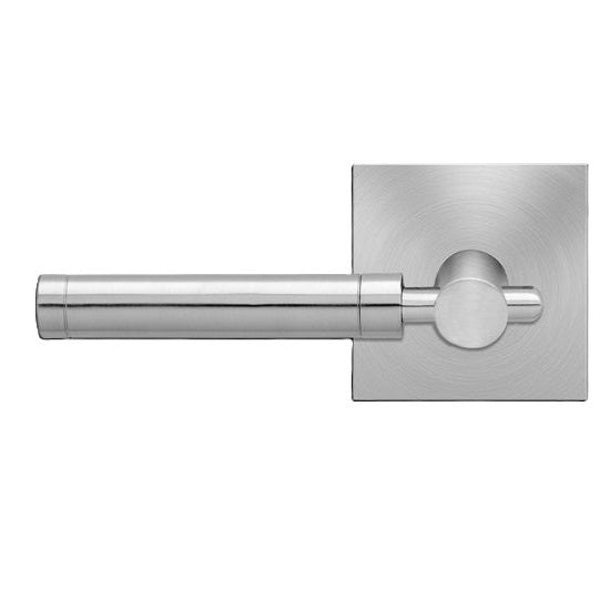 The Karcher New York Left Handed Half Dummy Lever with Square Plan Design Rosette in Satin Stainless Steel finish