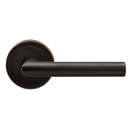 The Karcher Rhodos Dummy Lever with Round 3 Piece Rosette in Oil Rubbed Bronze finish