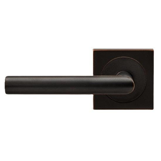 The Karcher Rhodos Left Handed Half Dummy Lever with Square 3 Piece Rosette in Oil Rubbed Bronze finish