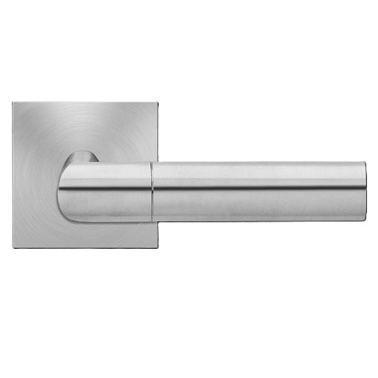 The Karcher Oregon Dummy Lever with Square Plan Design Rosette in Satin Stainless Steel finish