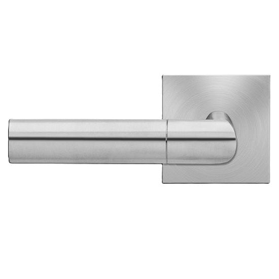 The Karcher Oregon Left Handed Half Dummy Lever with Square Plan Design Rosette in Satin Stainless Steel finish