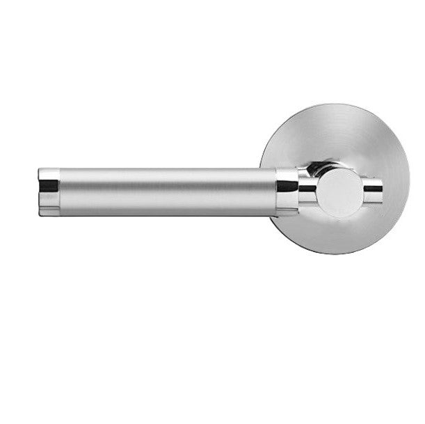 The Karcher New York Left Handed Half Dummy Lever with Round Plan Design Rosette in Polished and Satin Stainless Steel finish