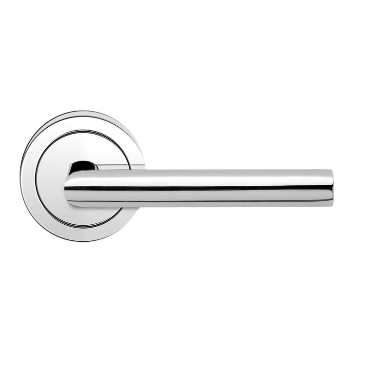 The Karcher Rhodos Dummy Lever with Round 3 Piece Rosette in Polished Stainless Steel finish