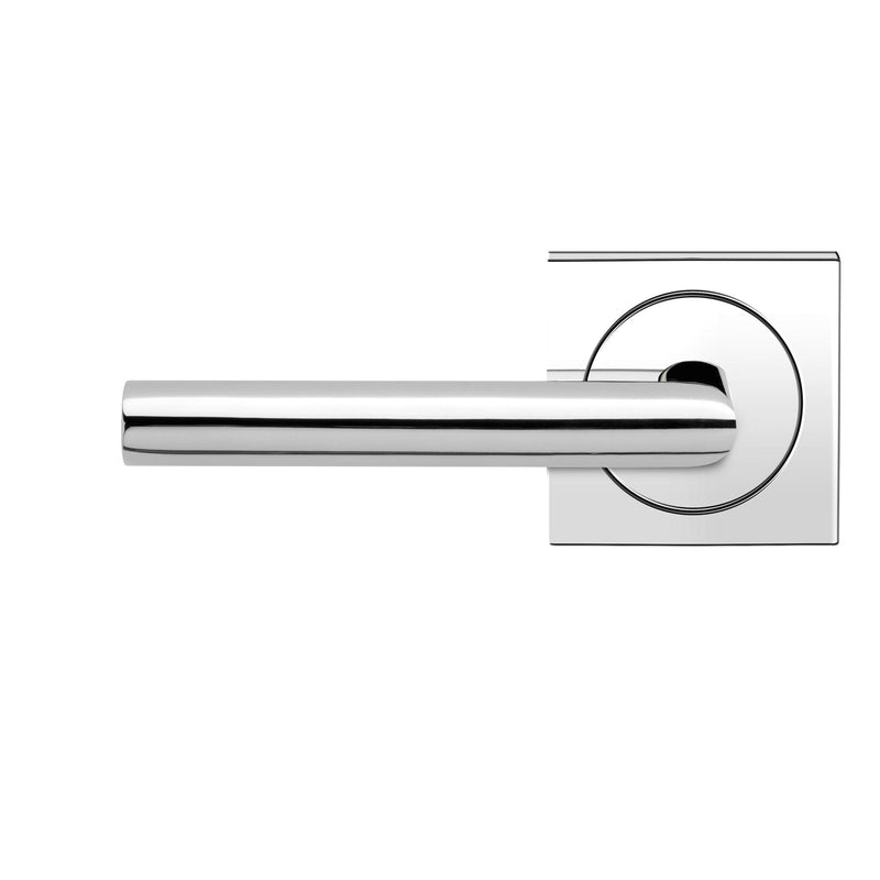 The Karcher Rhodos Left Handed Half Dummy Lever with Square 3 Piece Rosette in Polished Stainless Steel finish