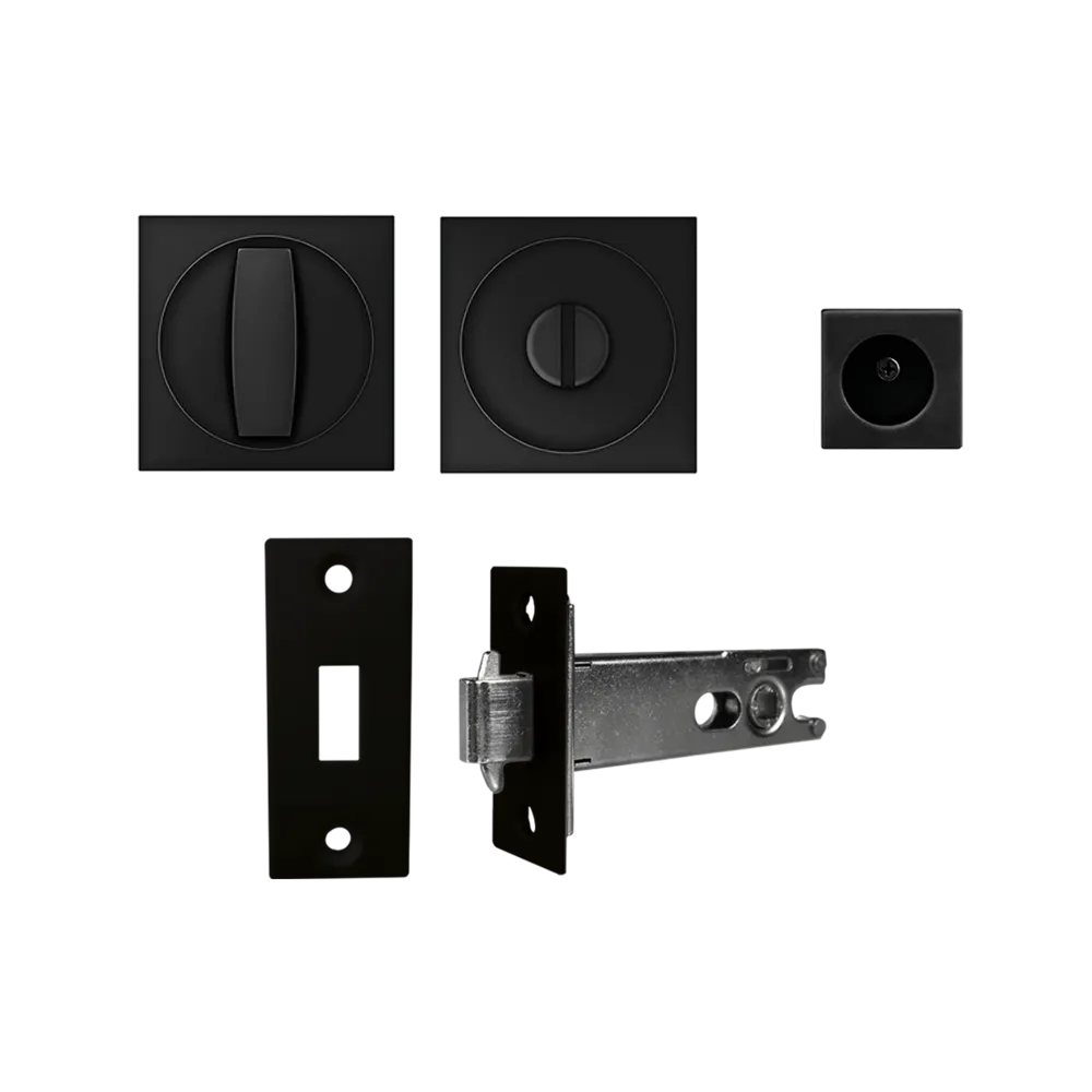 Karcher Privacy Square Pocket Door Set for Pre-Bored Door in Cosmos Black finish