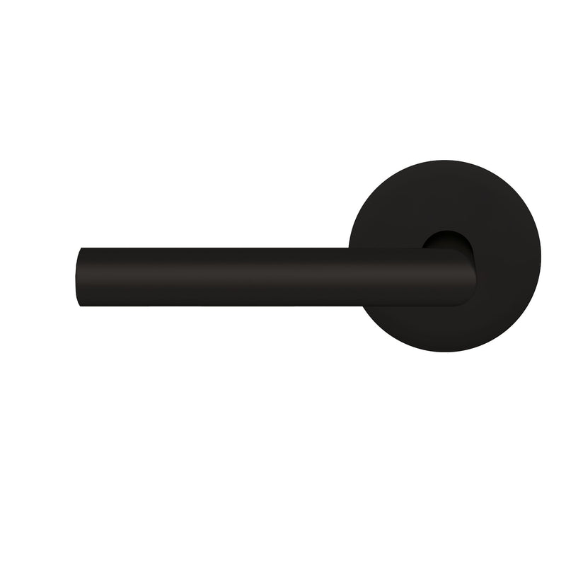 The Karcher Rhodos Left Handed Half Dummy Lever with Plan Design Round Rosette in Cosmos Black finish