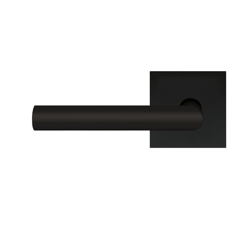 The Karcher Rhodos Left Handed Half Dummy Lever with Plan Design Square Rosette in Cosmos Black finish