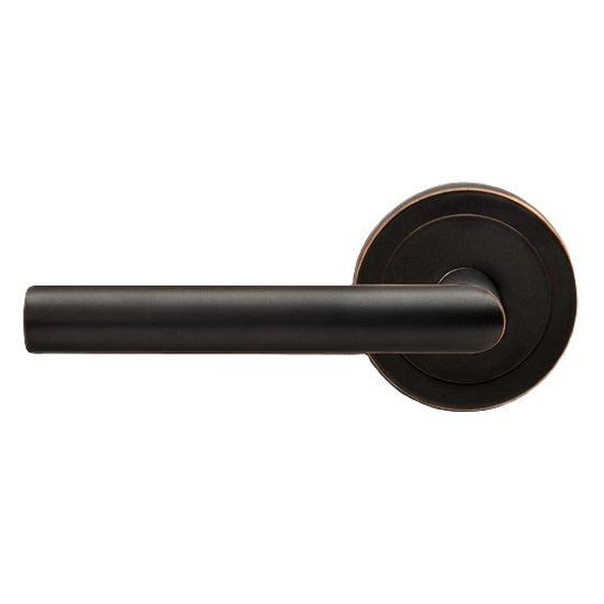 The Karcher Rhodos Left Handed Half Dummy Lever with Round 3 Piece Rosette in Oil Rubbed Bronze finish