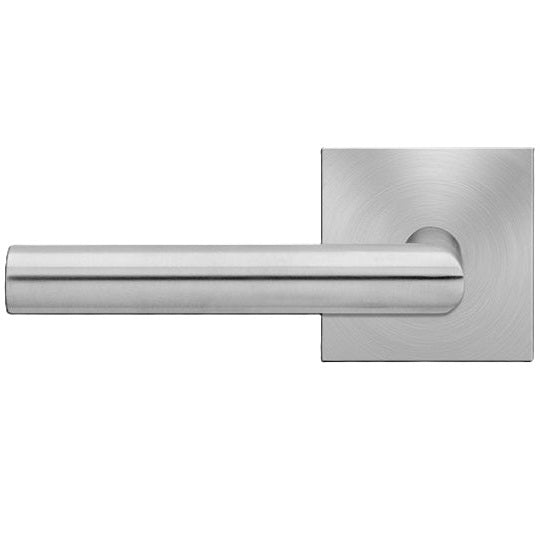 The Karcher Rhodos XL Left Handed Half Dummy Lever with Square Plan Design Rosette in Satin Stainless Steel finish