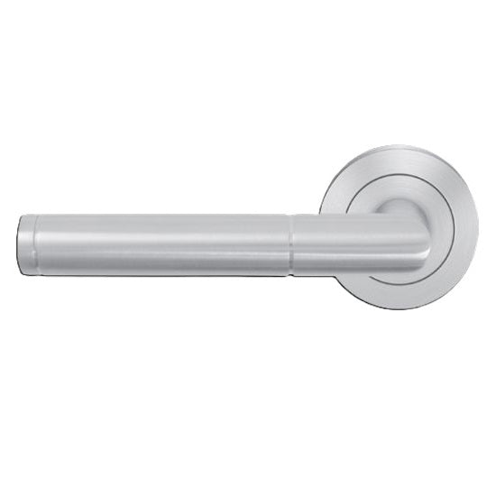 The Karcher Rio Steel Left Handed Half Dummy Lever with Round 3 Piece Rosette in Satin Stainless Steel finish