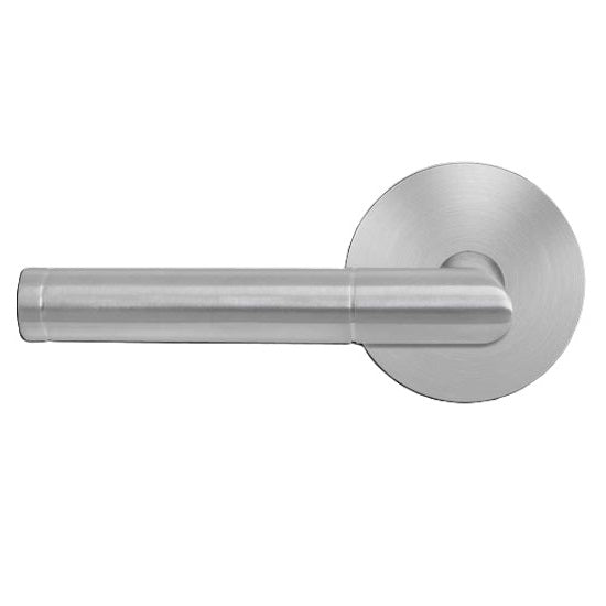 The Karcher Rio Steel Left Handed Half Dummy Lever with Round Plan Design Rosette in Satin Stainless Steel finish