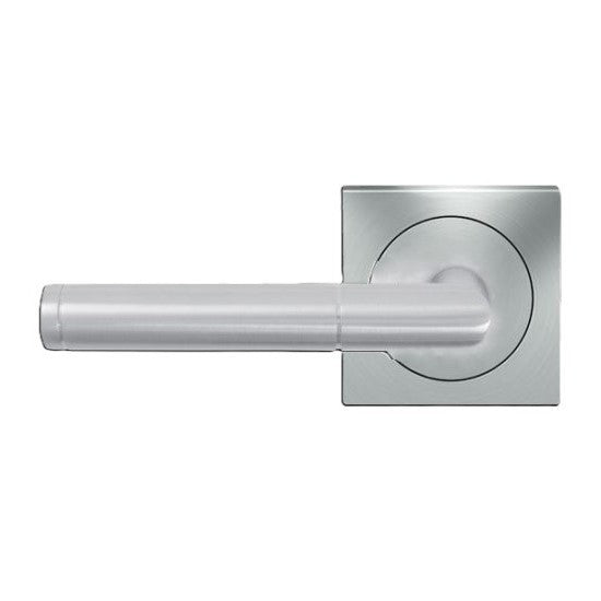 The Karcher Rio Steel Left Handed Half Dummy Lever with Square 3 Piece Rosette in Satin Stainless Steel finish