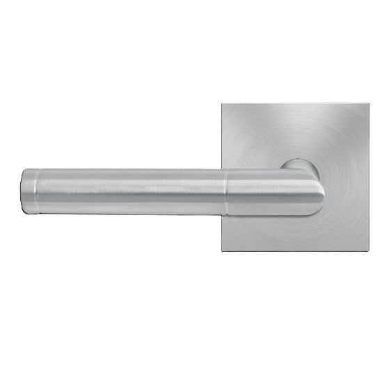 The Karcher Rio Steel Left Handed Half Dummy Lever with Square Plan Design Rosette in Satin Stainless Steel finish