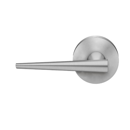 The Karcher Brooklyn Left Handed Half Dummy Lever with Plan Design Round Rosette in Satin Stainless Steel finish