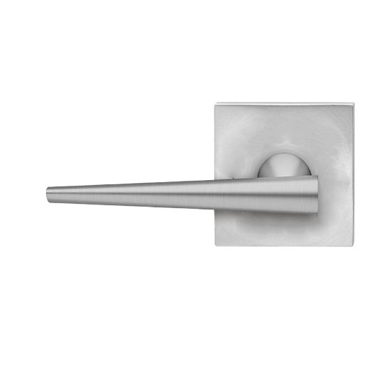 The Karcher Brooklyn Left Handed Half Dummy Lever with Plan Design Square Rosette in Satin Stainless Steel finish
