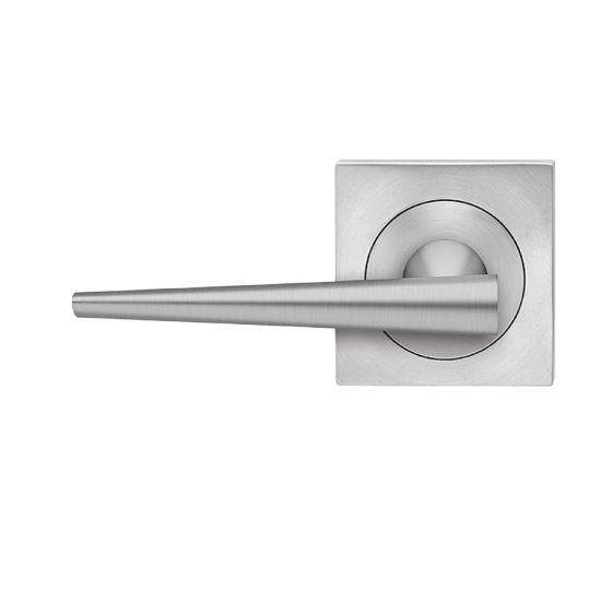 The Karcher Brooklyn Left Handed Half Dummy Lever with Square 3 Piece Rosette in Satin Stainless Steel finish