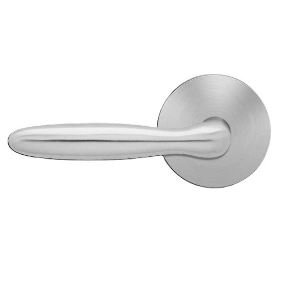 The Karcher Corfu Left Handed Half Dummy Lever with Round Plan Design Rosette in Satin Stainless Steel finish