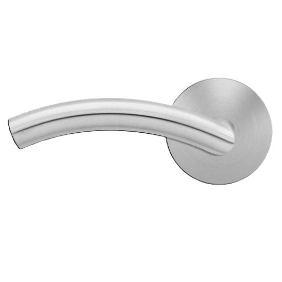 The Karcher Corsica Left Handed Half Dummy Lever with Round Plan Design Rosette in Satin Stainless Steel finish