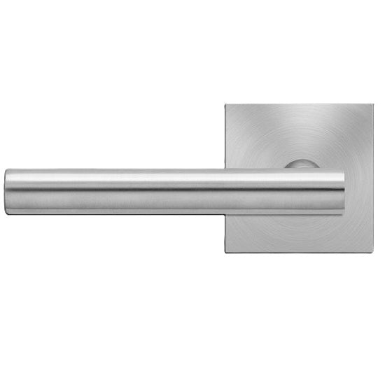 The Karcher Manhattan Left Handed Half Dummy Lever with Square Plan Design Rosette in Satin Stainless Steel finish