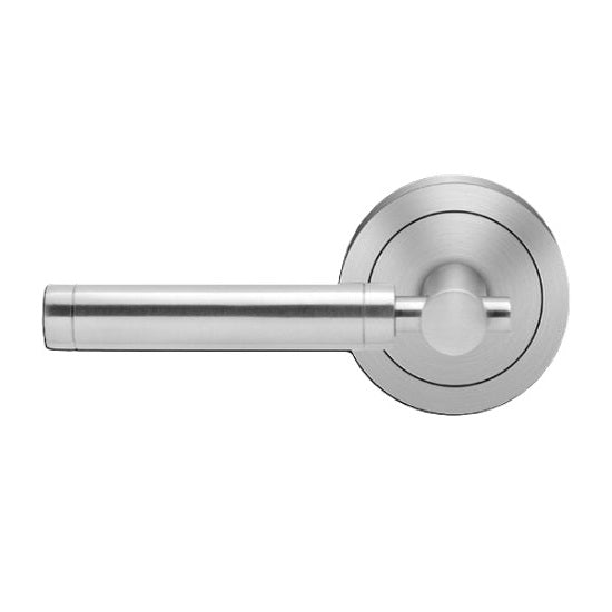 The Karcher New York Left Handed Half Dummy Lever with Round 3 Piece Rosette in Satin Stainless Steel finish