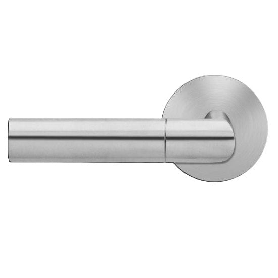 The Karcher Oregon Left Handed Half Dummy Lever with Round Plan Design Rosette in Satin Stainless Steel finish