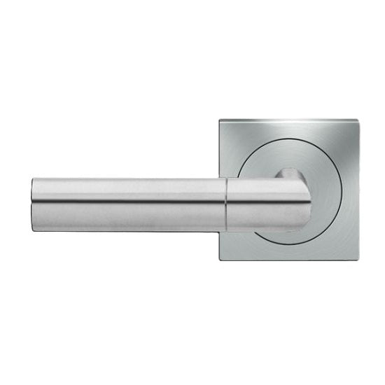 The Karcher Oregon Left Handed Half Dummy Lever with Square 3 Piece Rosette in Satin Stainless Steel finish