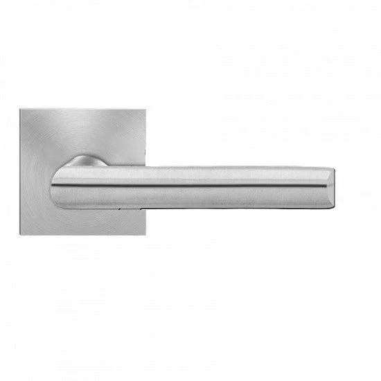 The Karcher Paris Dummy Lever with Square Plan Design Rosette in Satin Stainless Steel finish
