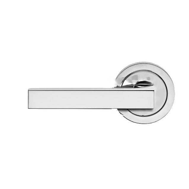 The Karcher Seattle Left Handed Half Dummy Lever with Round 3 Piece Rosette in Polished Stainless Steel finish