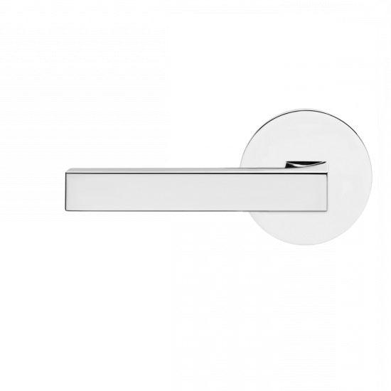 The Karcher Seattle Left Handed Half Dummy Lever with Round Plan Design Rosette in Polished Stainless Steel finish