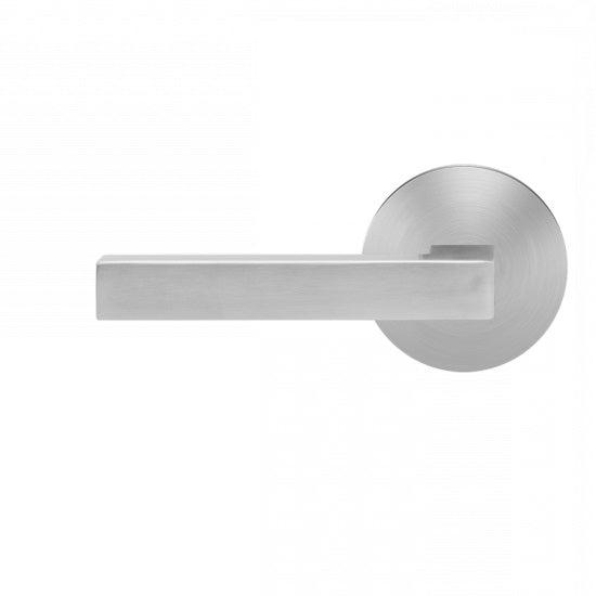 The Karcher Seattle Left Handed Half Dummy Lever with Round Plan Design Rosette in Satin Stainless Steel finish