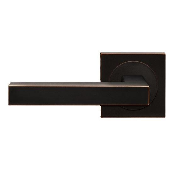 The Karcher Seattle Left Handed Half Dummy Lever with Square 3 Piece Rosette in Oil Rubbed Bronze finish