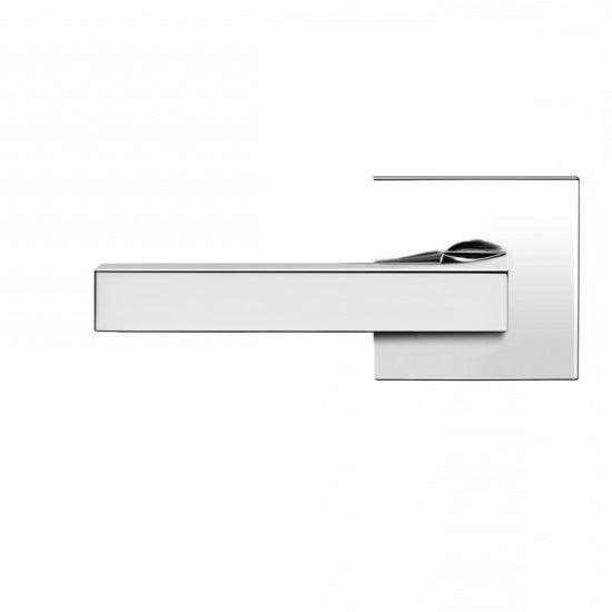 The Karcher Seattle Left Handed Half Dummy Lever with Square Plan Design Rosette in Polished Stainless Steel finish