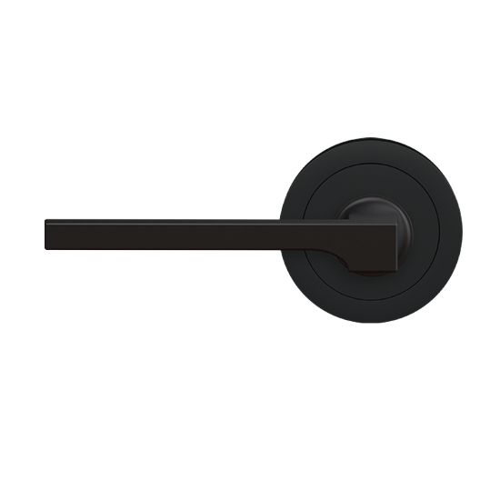 The Karcher Soho Left Handed Half Dummy Lever with Round 3 Piece Rosette in Cosmos Black finish