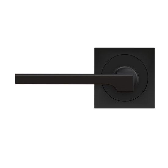 The Karcher Soho Left Handed Half Dummy Lever with Square 3 Piece Rosette in Cosmos Black finish