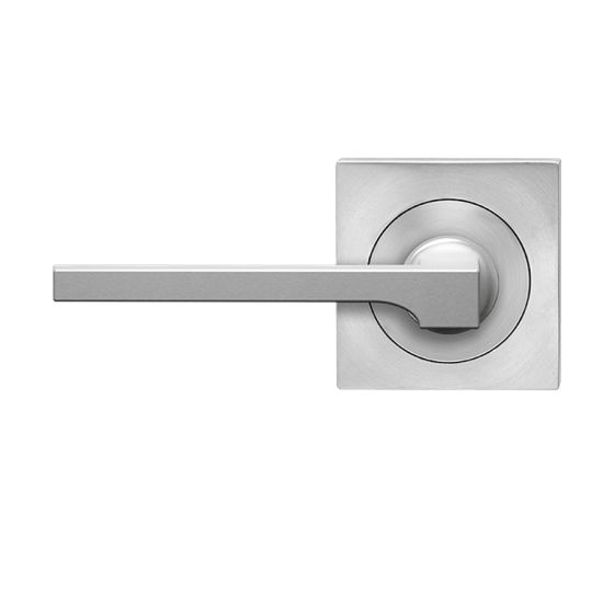 The Karcher Soho Left Handed Half Dummy Lever with Square 3 Piece Rosette in Satin Stainless Steel finish