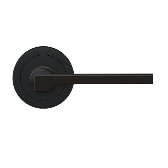 The Karcher Soho Right Handed Half Dummy Lever with Round 3 Piece Rosette in Cosmos Black finish