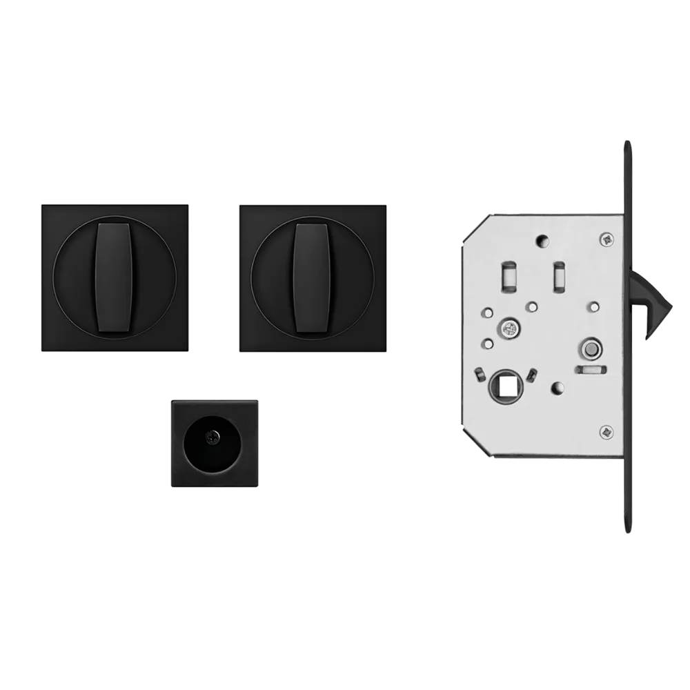 Karcher Square Pocket Door Set in Cosmos Black finish