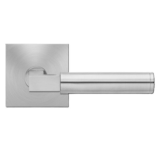 The Karcher Tasmania Dummy Lever with Plan Design Square Rosette in Satin Stainless Steel finish