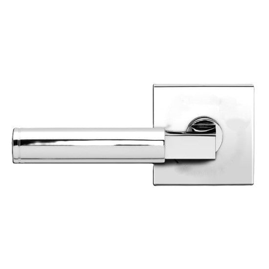 The Karcher Tasmania Left Handed Half Dummy Lever with Plan Design Square Rosette in Polished Stainless Steel finish