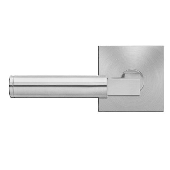 The Karcher Tasmania Left Handed Half Dummy Lever with Plan Design Square Rosette in Satin Stainless Steel finish