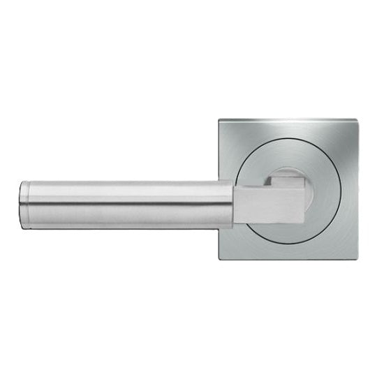 The Karcher Tasmania Left Handed Half Dummy Lever with Square 3 Piece Rosette in Satin Stainless Steel finish