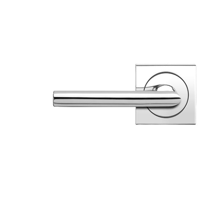 The Karcher Verona Left Handed Dummy Lever with Square 3 Piece Rosette in Polished Stainless Steel finish